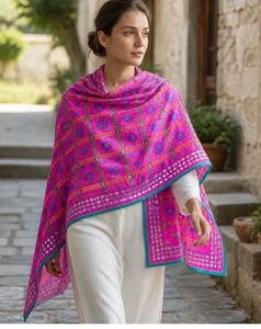 Dupatta en coton et soie de qualité supérieure, motif géométrique, design élégant pour mariage, fabriqué en Inde, à prix avantageux. - Product Image 1