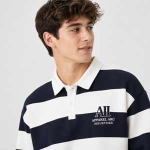 Camisetas de Rugby a Rayas Verdes, Blancas y Marrones al por Mayor, Bordado Personalizado, Fabricante de Ropa Urbana Vintage, Sudaderas con Capucha - Product Image 4