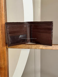 Nueva billetera de cuero con estampado floral a mano hecha a mano, billetera plegable para tarjetas de crédito, billetera occidental de cuero genuino cosida a mano para hombres - Product Image 4