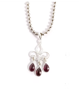 925 Sterling <b>Silver</b> Multi- Garnets Waterdrop Shape pendant for Women Wearable for Any Occasion Best for Gifts - Product Image 3