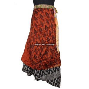 Wholesale Designer Silk <b>Wrap</b> Around Skirt <b>Sarong</b> & Pareo Haven Australia 2 Layer Reversible Magic Silk Saris <b>Wrap</b> Long Skirt - Product Image 5