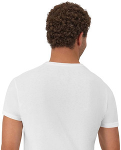 T-shirts en coton blanc pour hommes, manches courtes, col rond, coupe classique, couleur unie, jersey décontracté, design uni - Product Image 2