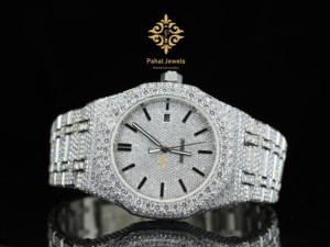 นาฬิกาข้อมือเพชรหรูสำหรับผู้ชาย Pahal Jewels ตัวเรือนสแตนเลสทรง Tonneau ขนาด 40 มม. ระบบอัตโนมัติ แสดงวันที่ สายแบบพับได้ - Product Image 5