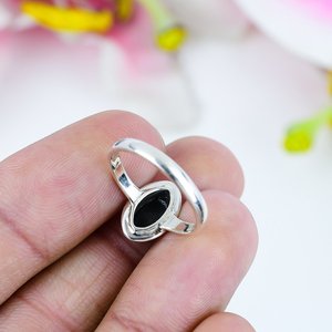 Marquise Black Onyx Bezel Setting <b>Ring</b> 925 Sterling Silver Luxury Gemstone Jewelry for Women Handmade Elegant Gift - Product Image 4
