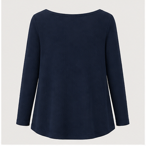 Womens Dark Blue Boat Neck Long Sleeve Relaxed <b>Tunic</b> Fit T Shirt WTS-0119 - Product Image 2
