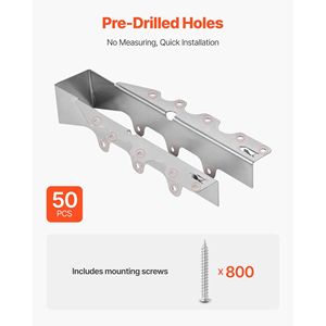 50 Pezzi Supporti per Travi con Dimensioni Interne 1,57 X 1,50 X 7,83 Pollici / 40 X 38 X 199 mm, Ganci Metallici Resistenti alla Ruggine per Travi Antiuragano - Product Image 5