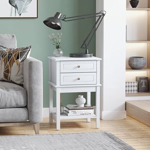 Tavolino Moderno Bianco per Appartamento, Design Rustico, Tavolino Laterale con Cassetti e Ripiano per Soggiorno e Camera da Letto, Tavolini da Caffè ODM - Product Image 2