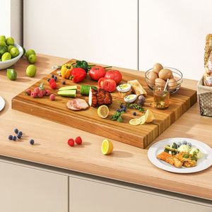 Planche à découper extra large en teck réversible de 24 pouces avec poignée, planche à découper de qualité supérieure - Product Image 1