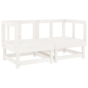Sofá de Esquina Modular Compacto para Jardín, de Madera de Pino Sólido Blanco, Sofás Modulares Compactos para Jardín - Product Image 2