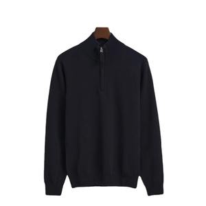 Sweat-shirt à motif uni 100% coton, surdimensionné, personnalisé, de haute qualité, tricoté, avec demi-fermeture éclair, pull en cachemire pour homme - Product Image 3