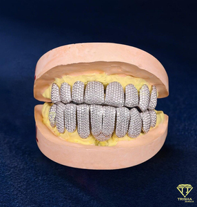 Grillz en nid d'abeille en argent sterling 925 avec diamants Moissanite VVS, bijoux dentaires sertis de pierres, ajustement personnalisé, luxe - Product Image 3