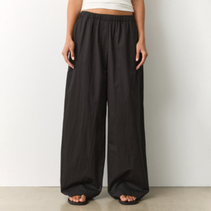 Pantalones Anchos de Cintura Alta para Mujer, 100% Algodón, Elásticos, de Color Sólido, Largos, Casuales, para Otoño, de Alta Calidad, Teñidos Digitalmente - Product Image 5