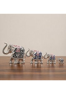 Ensemble de figurines d'éléphants décoratives plaquées argent 999 – Article élégant pour la décoration intérieure, idéal pour les événements festifs et les cadeaux de pendaison de crémaillère - Product Image 2