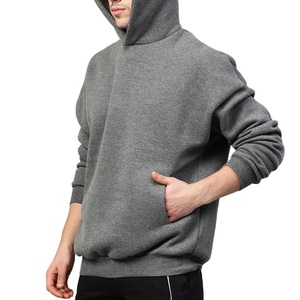 Lightweight Hoodies <b>Men</b> 100% Cotton Pullover Streetwear Plain High Quality <b>Grey</b> Color Oversized Hoodie - Product Image 3