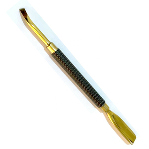 Pousse-cuticules double tête incurvé tendance en acier inoxydable, or et noir, pour manucure, pédicure et dissolvant de vernis gel - Product Image 3