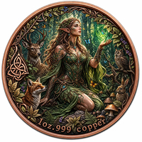 Pièce commémorative en cuivre fin 999 de 1 oz, double face gaufrée, représentant la déesse elfe de la forêt et l'Arbre du Monde, artisanat métallique, souvenir