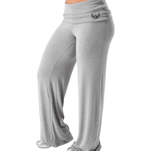 Pantalon de yoga gris clair pour femme, coupe large, taille haute, extensible, respirant, idéal pour la gym, l'entraînement, la détente et les activités sportives - Product Image 3