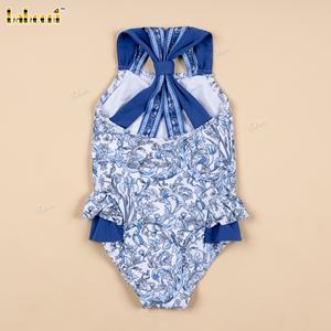 DR4533 - <span class=keywords><strong>Maillot</strong></span> <span class=keywords><strong>de</strong></span> <span class=keywords><strong>bain</strong></span> floral à péplum pour filles avec dos à bretelles multiples - Product Image 4