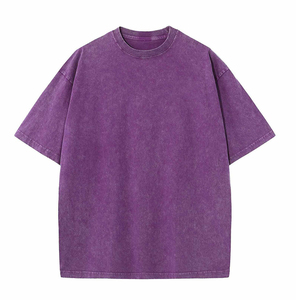 T-shirt délavé pour homme 100% coton col rond finition usée délavée style streetwear décontracté mode estivale séchage rapide respirant - Product Image 1