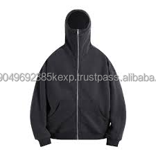 Sweat-shirts à capuche thermiques surdimensionnés à fermeture éclair intégrale en molleton français 100% coton personnalisés avec impression en mousse unisexe - Product Image 6