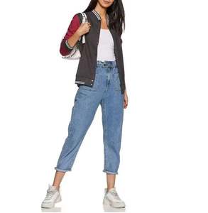 Veste varsity décontractée pour femme avec col et poignets côtelés, offrant confort et un look athlétique intemporel pour un usage quotidien. - Product Image 5