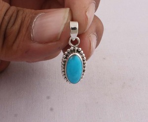 Pendentif en turquoise naturelle, bijoux en argent sterling 925, pendentif en pierre précieuse fait main, style vintage, collier ovale en turquoise bleue - Product Image 6