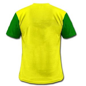 T-shirt personnalisé pour femme avec logo frontal, col contrastant vert-jaune, en coton respirant, lettres grecques personnalisées, vente en gros - Product Image 2