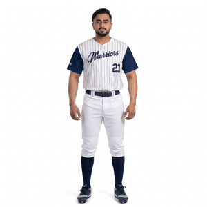 Camiseta de Béisbol Personalizada para Hombre, con Rayas, 100% Poliéster que Absorbe la Humedad, Cierre Completo con Botones, Corte Atlético, OEM ODM - Product Image 1