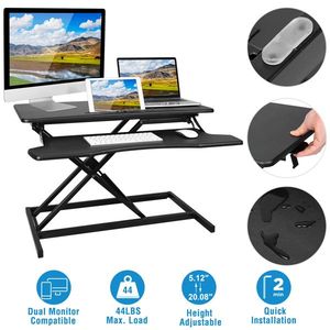Height Adjustable 31.3-Inch Standing Desk Dual Monitor <b>Workstation</b> Laptop Compatibility Sit-Stand Converter Tabletop <b>Computer</b> - Product Image 4