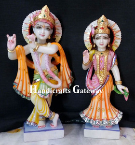 หินอ่อนสีขาวบริสุทธิ์ Radha กฤษณะรูปปั้น Kana และ Radha Ji หินที่สวยงามทำในประเทศอินเดียโดยนักออกแบบที่ดีที่สุด - Product Image 4