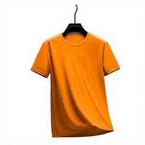 Men's Gray Short Sleeve O-Neck T-Shirt Slim Fit Casual Print 100% Polyester Breathable Jersey <b>Knitted</b> Fabric - Product Image 5