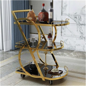 <b>Metal</b> <b>With</b> Marble Modern Bar <b>Trolley</b>, Marble and <b>Metal</b> Combination, 4 Rotating <b>Wheels</b>, Storage Rack Bar <b>Trolley</b> - Product Image 6