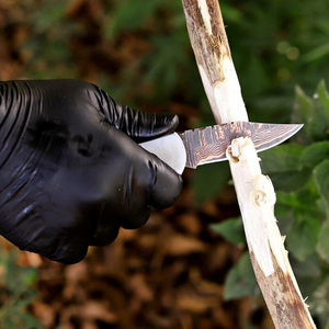 Cuchillo Plegable de Acero de Damasco y Cobre con Punta Recta, Mango de Cuerno, Bloqueo Trasero, Cuchillo Utilitario EDC de Grado Industrial AR KNIVES - Product Image 3