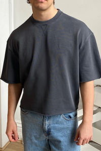 เสื้อยืดเฟรนช์เทอร์รี่ผู้ชายแฟชั่นใหม่ น้ำหนักเบา ผ้าฝ้าย 100% ทรงหลวม ไซส์ใหญ่ แขนสั้น - Product Image 2