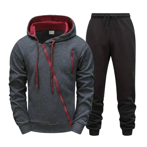 Conjunto de Sudadera con Capucha y Pantalones Jogger para Hombre, con Cremallera Frontal Personalizada, de Bambú Cepillado, para Recuperación, Venta al por Mayor - Product Image 1