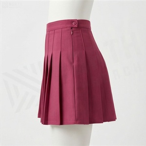 กระโปรงสั้นผู้หญิงจับจีบสีพื้นเอวปกติใส่ได้ทุกฤดูกาลผ้าทอ - Product Image 3