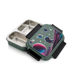 Insulated lunch <b>box</b> with two compartments stainless steel interior airtight design ideal food storage <b>container</b> for kids school - Product Image 1
