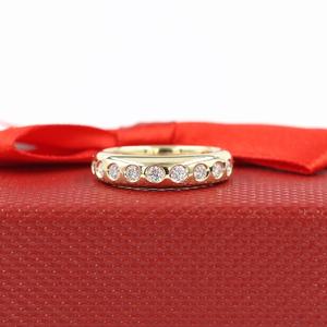 Anillo apilable de diamantes cultivados en laboratorio con corte redondo, oro sólido de 14k, regalo de promesa para mujer, ideal para aniversario o fiesta. - Product Image 1