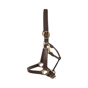 Cabestro de Cuero Fino para Caballo, Ajustable, con Herrajes de Latón en Tono Plateado, Costuras Reforzadas, Estilo Tradicional - Product Image 1