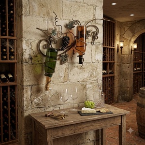 Support à vin moderne en fer forgé personnalisé avec étagères réglables, porte-bouteilles de table en métal, support de rangement décoratif pour 4 verres à pied - Product Image 2