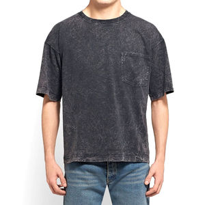 Camiseta de Hombre con Logotipo Personalizado, Lavada al Ácido, Corte Regular, Antiarrugas, de Poliéster y Algodón, Cuello Redondo, Transpirable, de Secado Rápido, Manga Corta - Product Image 1