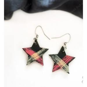 Proveedor indio de pendientes colgantes de madera con forma de estrella negra y roja, joyería de moda única para mujeres, para uso casual y de fiesta, en venta. - Product Image 2