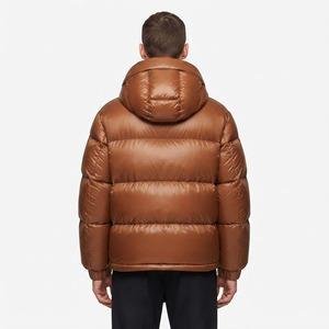 Veste matelassée à capuche pour homme avec logo personnalisé, nylon haute brillance, 90% duvet de canard blanc, manteau d'hiver chaud, vente en gros de luxe - Product Image 4