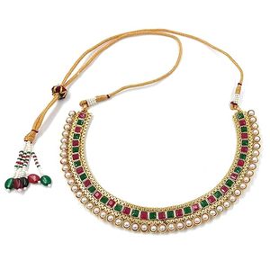 Ensemble collier et boucles d'oreilles plaqué or, motif floral, avec perles et pierres de zircon, pour femmes, bijoux de mariage tendance - Product Image 2