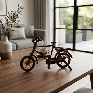 Handcrafted Indonesian <b>Wooden</b> Vintage Bicycle Miniature Classic Bike Model Tabletop Home Office Desk Decor Collector Gift - Product Image 6
