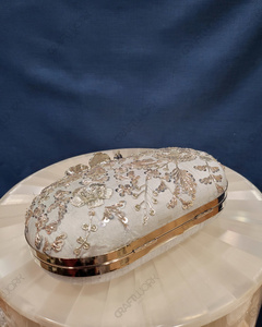 Wholesale Luxury Handmade Embroidered Minaudiere Clutch Floral Evening Bag Bridal <b>Wedding</b> Party <b>Box</b> Purse OEM ODM - Product Image 4