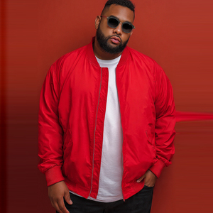 เสื้อแจ็คเก็ตบอมเบอร์ซาตินไซส์ใหญ่สำหรับผู้ชาย เสื้อแจ็คเก็ตบอมเบอร์กันน้ำสำหรับฤดูหนาว สไตล์สตรีท เสื้อโค้ทแจ็คเก็ตบอมเบอร์ซาตินสำหรับผู้ชาย - Product Image 1