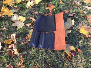 Porte-couteaux en cuir véritable fait main de haute qualité, classique, écologique, léger et portable, avec 4 à 6 compartiments et cordon de serrage - Product Image 4