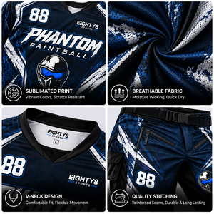 Custom Heat-Transfer Printed Camouflage Quick Dry V-neck Pullover Polyester/Cotton Paintball Uniform Jersey <b>Padded</b> <b>Pants</b> Set for - Product Image 3