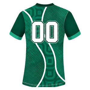 Maillot de rugby vert émeraude et blanc à manches courtes, col en V, motif géométrique, uniforme d'équipe personnalisé, respirant, pour l'entraînement et le sport - Product Image 2